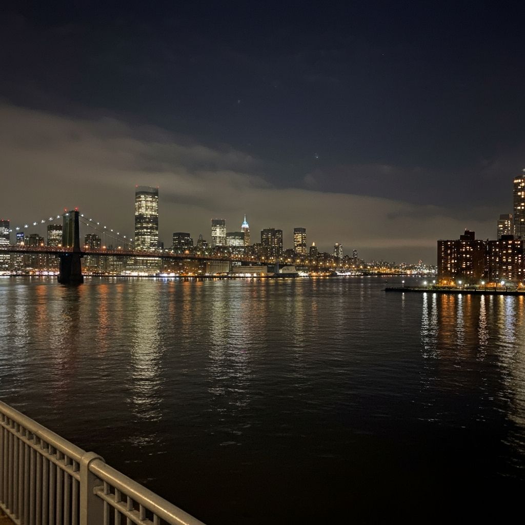 Manhattan skyline at dusk